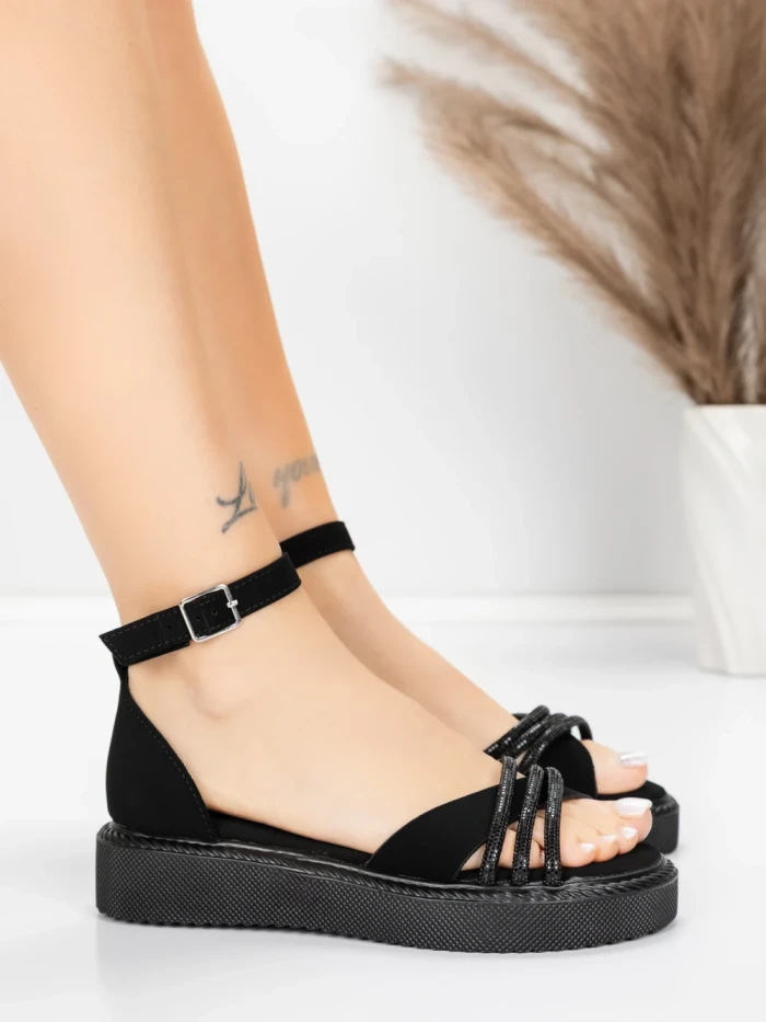 Sandale Dama cu Talpa Joasa 5H81 Negru | Mei » MeiShop.Ro