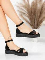 Sandale Dama cu Talpa Joasa 5H81 Negru | Mei » MeiShop.Ro