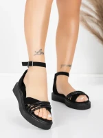 Sandale Dama cu Talpa Joasa 5H81 Negru | Mei » MeiShop.Ro