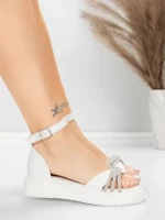 Sandale Dama cu Talpa Joasa 5H81 Alb | Mei » MeiShop.Ro
