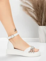 Sandale Dama cu Talpa Joasa 5H81 Alb | Mei » MeiShop.Ro