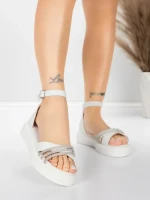 Sandale Dama cu Talpa Joasa 5H81 Alb | Mei » MeiShop.Ro