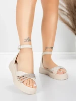 Sandale Dama cu Talpa Joasa 5H81 Bej | Mei » MeiShop.Ro