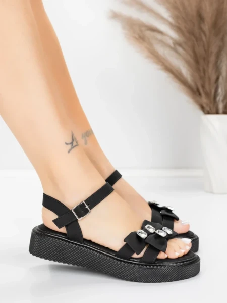 Sandale Dama cu Talpa Joasa 5H82 Negru | Mei » MeiShop.Ro