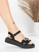 Sandale Dama cu Talpa Joasa 5H82 Negru | Mei » MeiShop.Ro