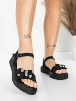 Sandale Dama cu Talpa Joasa 5H82 Negru | Mei » MeiShop.Ro