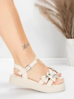 Sandale Dama cu Talpa Joasa 5H82 Bej | Mei » MeiShop.Ro