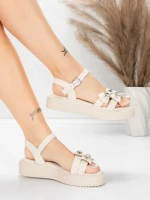 Sandale Dama cu Talpa Joasa 5H82 Bej | Mei » MeiShop.Ro