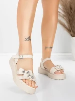 Sandale Dama cu Talpa Joasa 5H82 Bej | Mei » MeiShop.Ro