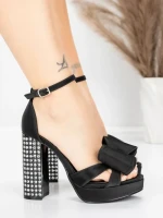 Sandale Dama cu Toc Gros si Platforma 5KV72 Negru | Mei » MeiShop.Ro
