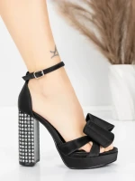Sandale Dama cu Toc Gros si Platforma 5KV72 Negru | Mei » MeiShop.Ro