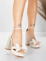 Sandale Dama cu Toc Gros si Platforma 5KV72 Bej | Mei » MeiShop.Ro