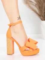 Sandale Dama cu Toc Gros si Platforma 5KV72 Portocaliu... » MeiShop.Ro
