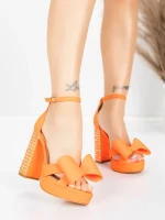 Sandale Dama cu Toc Gros si Platforma 5KV72 Portocaliu... » MeiShop.Ro