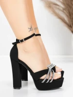 Sandale Dama cu Toc Gros si Platforma 5KV73 Negru | Mei » MeiShop.Ro