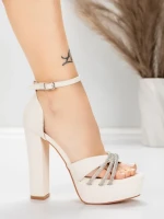 Sandale Dama cu Toc Gros si Platforma 5KV73 Bej | Mei » MeiShop.Ro