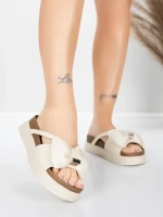 Papuci Dama cu Talpa Joasa TP637-1 Crem | Formazione » MeiShop.Ro