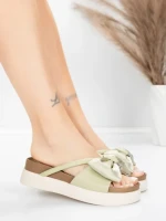 Papuci Dama cu Talpa Joasa TP637-1 Verde | Formazione » MeiShop.Ro