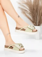 Papuci Dama cu Talpa Joasa TP637-1 Verde | Formazione » MeiShop.Ro