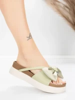 Papuci Dama cu Talpa Joasa TP637-1 Verde | Formazione » MeiShop.Ro