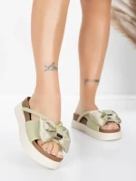Papuci Dama cu Talpa Joasa TP637-1 Verde | Formazione » MeiShop.Ro