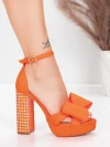 Sandale Dama cu Toc Gros si Platforma 5KV72 Portocaliu | Mei