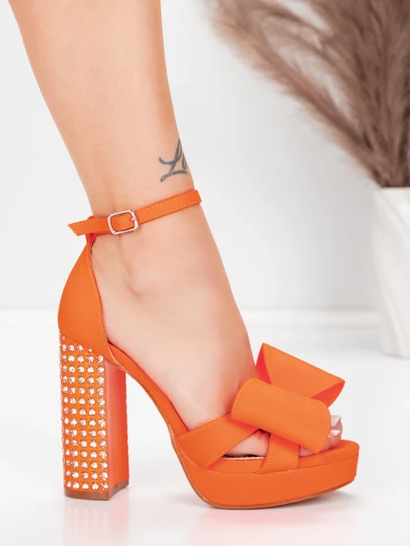 Sandale Dama cu Toc Gros si Platforma 5KV72 Portocaliu... » MeiShop.Ro