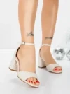 Sandale Dama cu Toc Gros 5XKK108 BEIGE | MEI