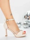 Sandale Dama cu Toc Subtire 5LO10 LIGHT BEIGE | MEI