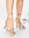 Sandale Dama cu Toc Subtire 5LO12 SILVER | MEI