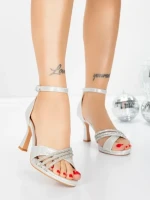 Sandale Dama cu Toc Subtire 5LO12 SILVER | MEI