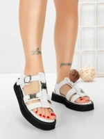 Sandale Dama cu Talpa Joasa 5SY32 WHITE | MEI