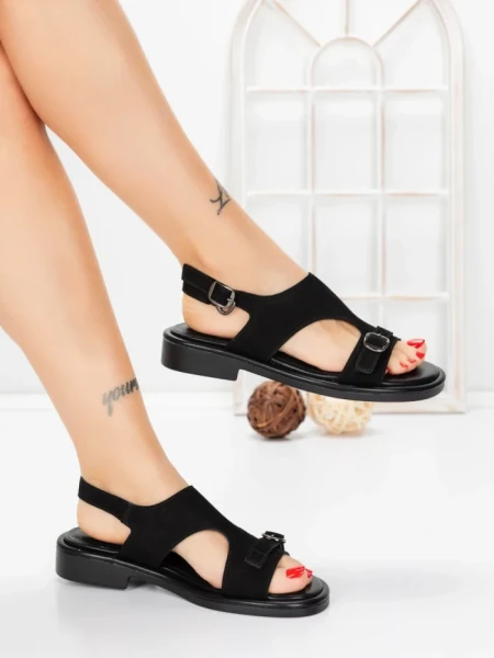 Sandale Dama cu Talpa Joasa 5SY36 BLACK | MEI