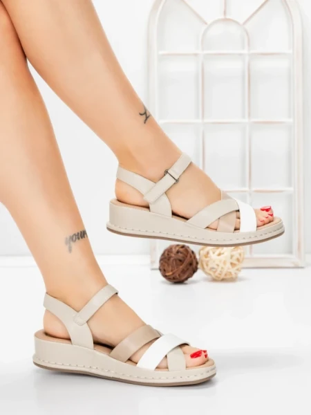 Sandale Dama cu Talpa Joasa 5GS25 OFF WHITE | MEI