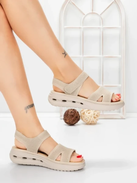 Sandale Dama cu Talpa Joasa 5GS28 BEIGE | MEI