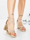 Sandale Dama cu Toc Gros 5BD30 LIGHT GOLD | MEI