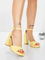Sandale Dama cu Toc Gros 5BD31 YELLOW | MEI