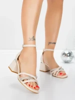 Sandale Dama cu Toc Gros 5JD10 BEIGE | MEI