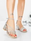 Sandale Dama cu Toc Gros 5JD11 SILVER | MEI
