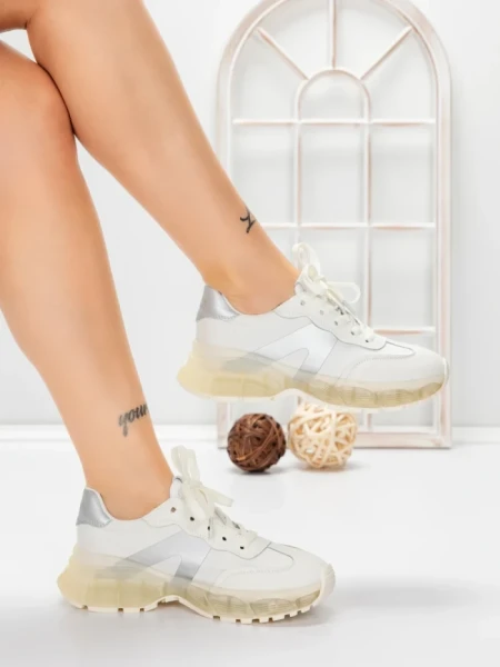 Pantofi Sport Dama din piele naturala 2382-3 SILVER | FRANCO GERARDO
