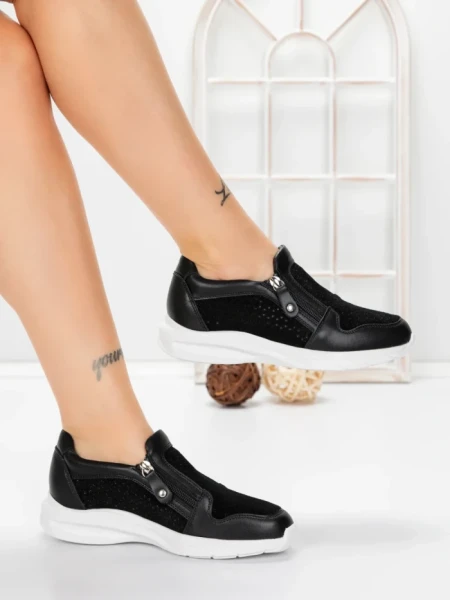 Pantofi Casual Dama din piele naturala CS07 BLACK | FRANCO GERARDO