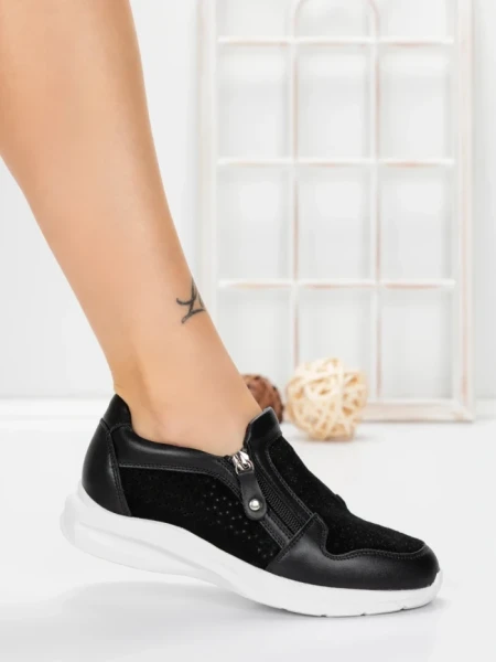 Pantofi Casual Dama din piele naturala CS07 BLACK | FRANCO GERARDO