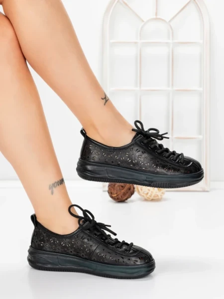 Pantofi Casual Dama din piele naturala 98088 BLACK | FORMAZIONE