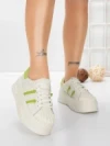 Pantofi Sport Dama din piele naturala P58023 WHITE-GREEN | BERLINER