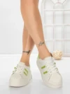 Pantofi Sport Dama din piele naturala P58023 WHITE-GREEN | BERLINER