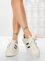 Pantofi Sport Dama din piele naturala P58023 WHITE-BLACK | BERLINER