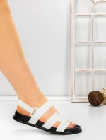 Sandale Dama cu Talpa Joasa 5PT30 ALL WHITE | MEI