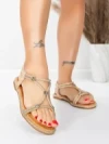 Sandale Dama cu Talpa Joasa 5WH73 BEIGE | MEI