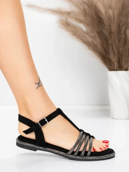 Sandale Dama cu Talpa Joasa 5WH75 BLACK | MEI