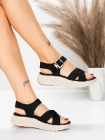 Sandale Dama cu Talpa Joasa 5GS37 BLACK | MEI